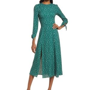 Reformation Zelda 3/4 floral sleeve slit dress NWT